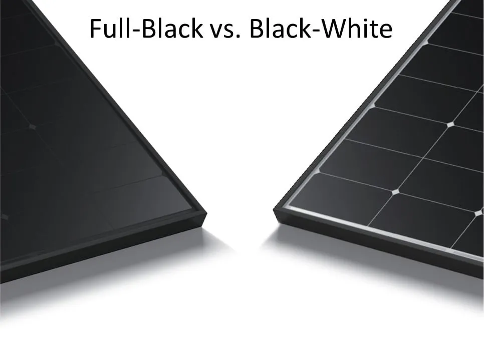 Vergleich: Full-Black-Modul und Black-White-Modul nebeneinander